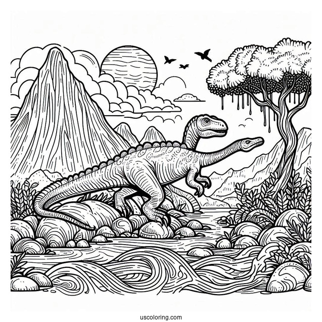 Acrocanthosurus Creeping Around The Mountain