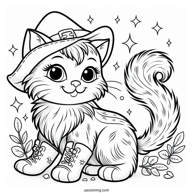 Puss In Boots Coloring Sheet For Preschoolers