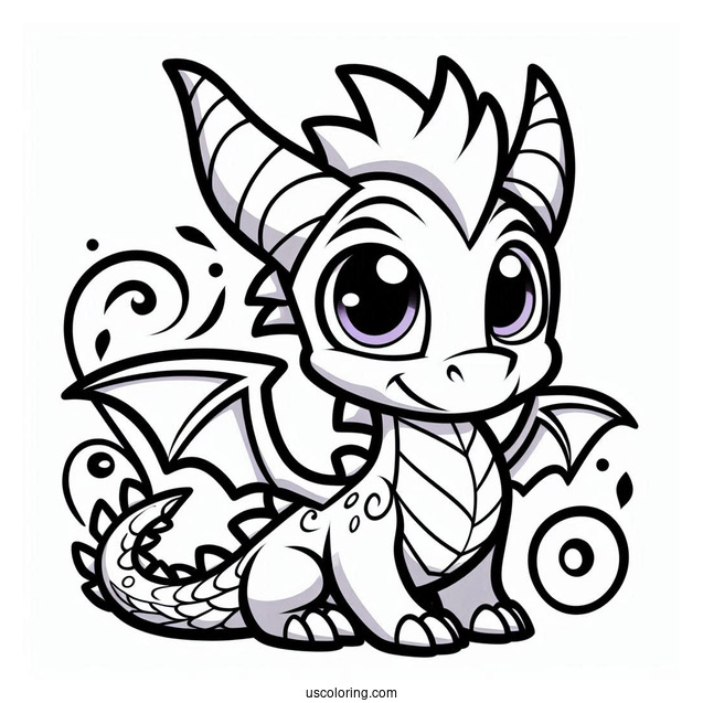 Curious Sypro Coloring Page Outline For Kids
