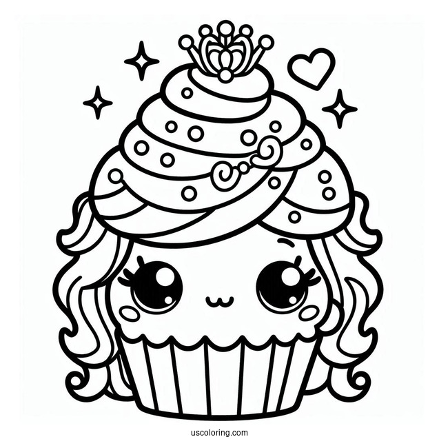 Outline Of Kawaii Cupcake Princess Shopkins
