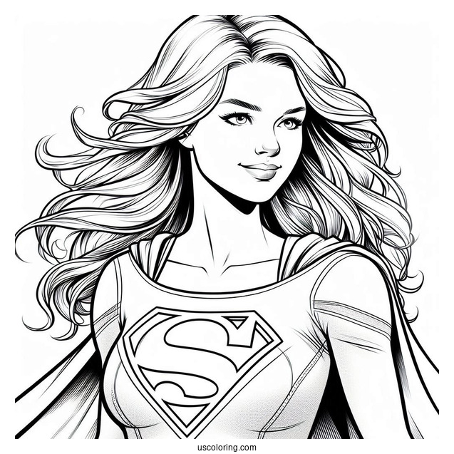 Realistic Kara Zor El Supergirl Coloring Page