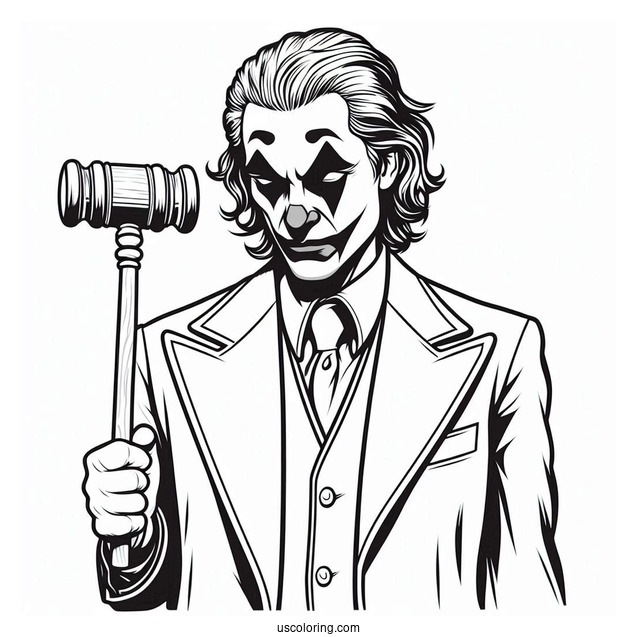 Joker Coloring Page Holding His Iconic Mallet
