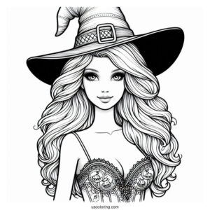 Barbie Wearing Witches Hat On Halloween