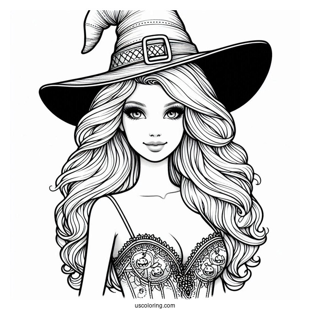 Barbie Wearing Witches Hat On Halloween