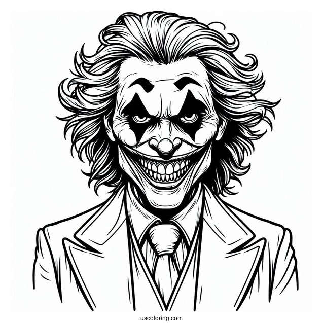 Easy Coloring Sheet Of Scary Joker