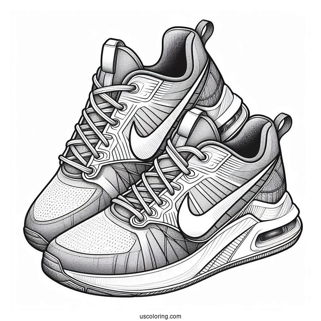 Nike Coloring Page Of Artistic Pair Of Shoes