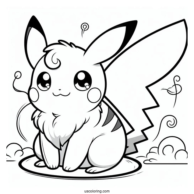 Cute Raichu Coloring Page Using Tail In Battle