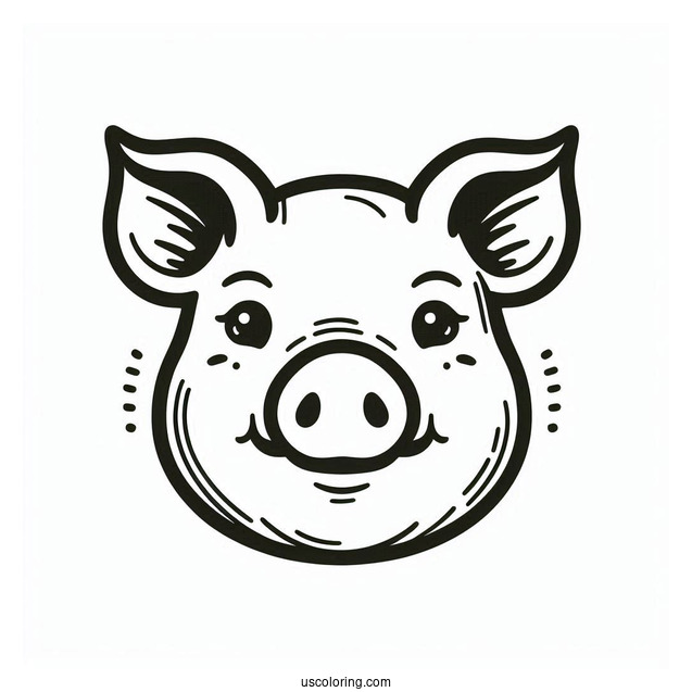 Simple Outline Of a Pigs Head To Color