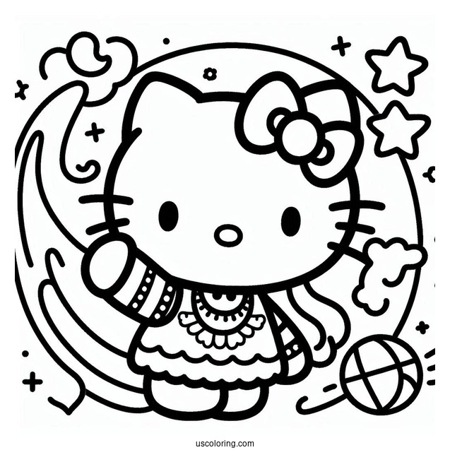 Sanrio Coloring Pages Of Hello Kitty Waving