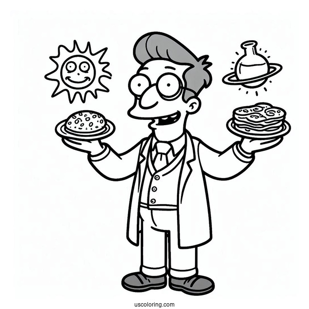 Simpsons Coloring Pages Of Simple Professor Frink For Kids