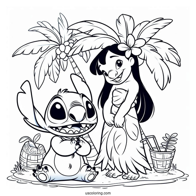 Lilo and Stitch With Reuben Coloring Page