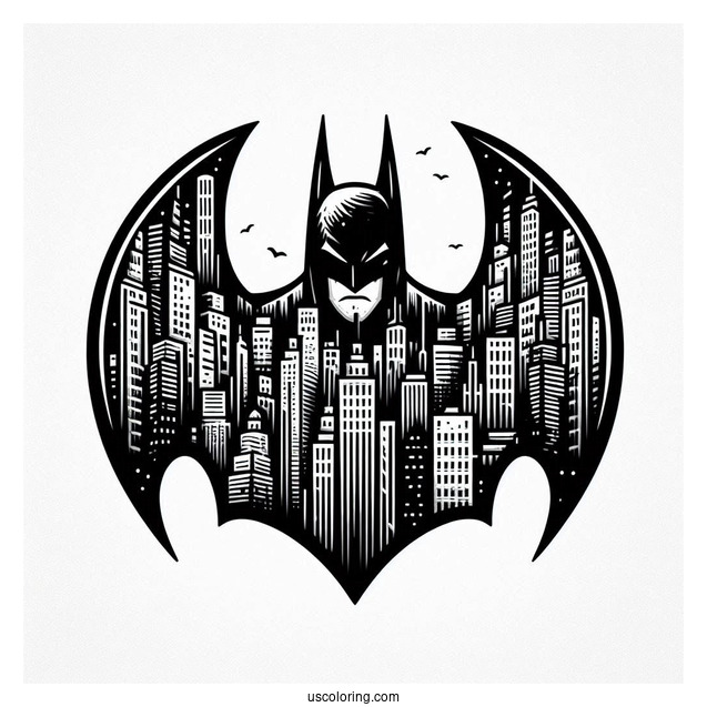 Batman Logo In Building Art Coloring