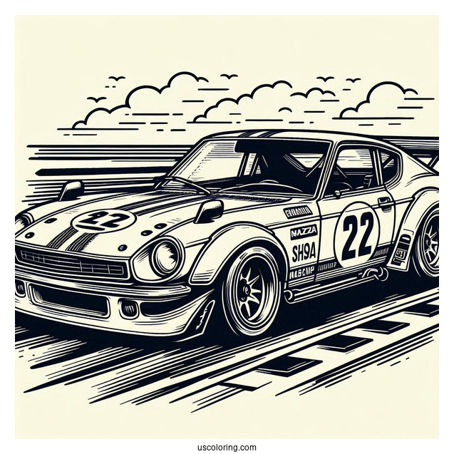 Old School Mazda Race Car Coloring Page