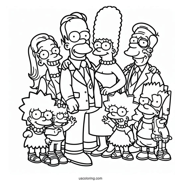 The Simpsons Family Coloring Page