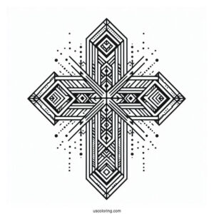 Geometric Cross Coloring Page
