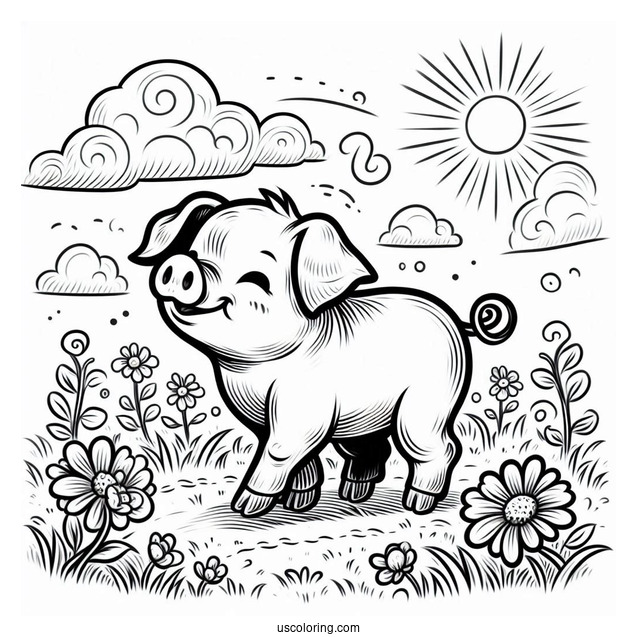 Babe The Pig Walking In Field