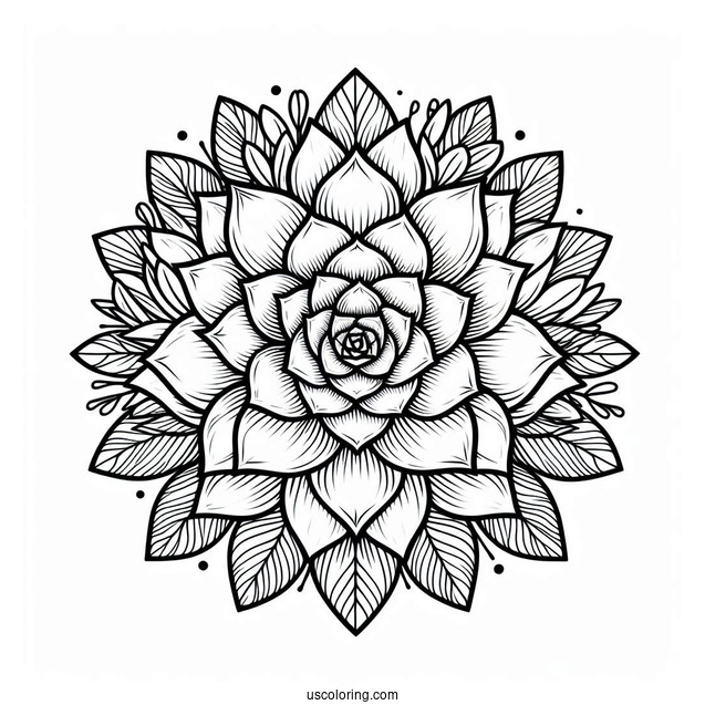 Succulent Coloring Page Flower Mandala