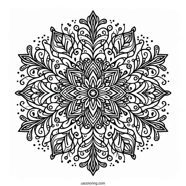 Intricate Snowflake Coloring Page Mandala
