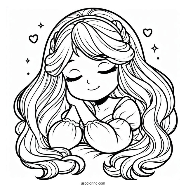 Young Sleeping Beauty Aurora Coloring Sheet For Kids