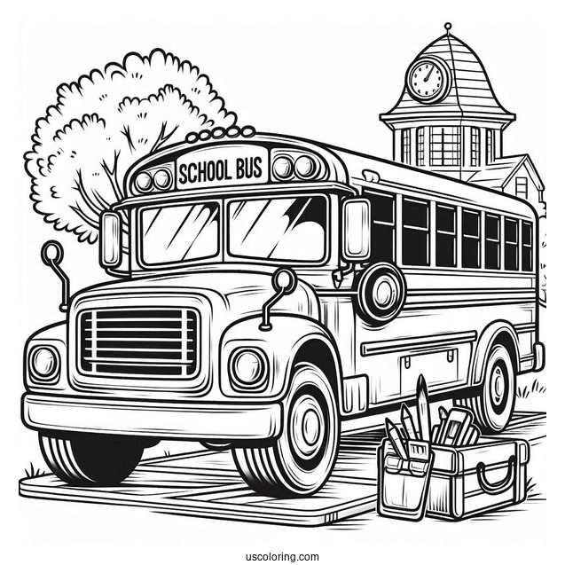 Modern School Bus Coloring Page