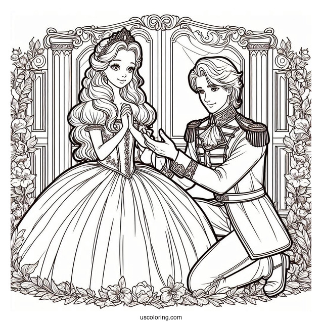 Cinderella And Grand Duke Coloring Picture