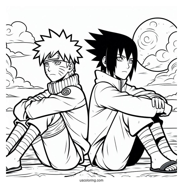 Easy Naruto And Sasuke Coloring Page For Kids