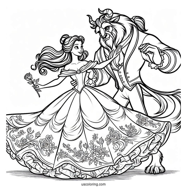Princess Belle Dancing With Adam The Beast