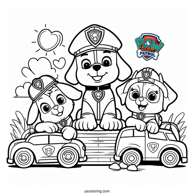 Paw Patrol Log With Friends Coloring Sheet