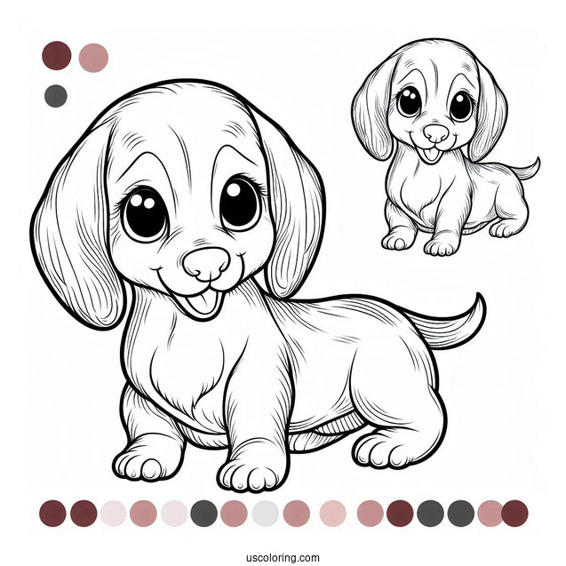 Cute Puppy Dachshund Coloring Page