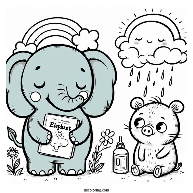 Elephant And Piggie Book Characters Coloring For Kids