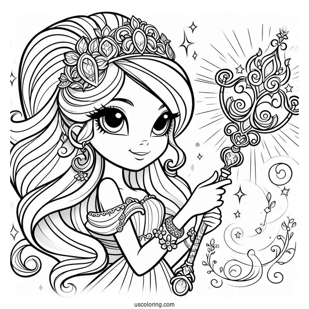 Shimmer And Shine Coloring Page Of Imma Showing Leah A Magical Staff
