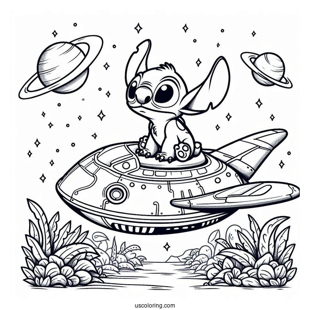 Stitch In Alien Space Ship To Color