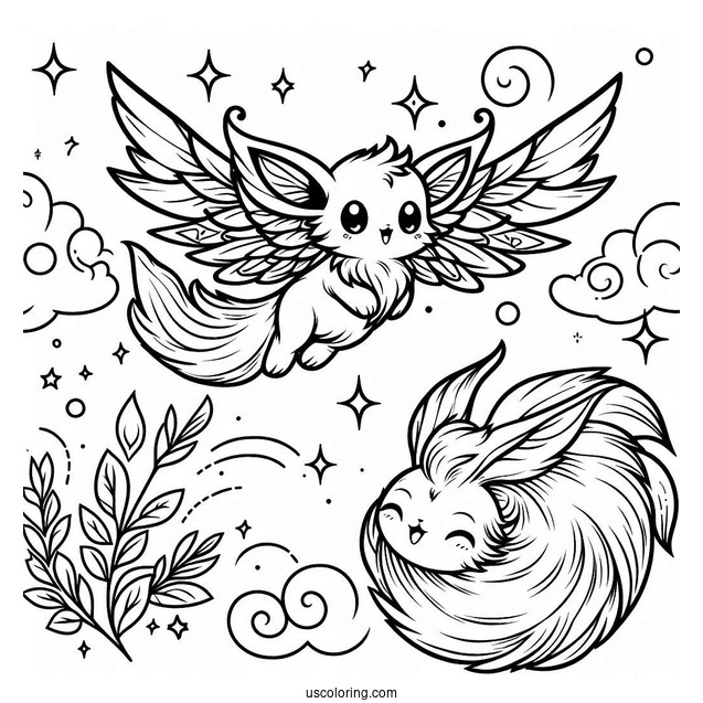 Easy Flying Tails Coloring Page For Kids