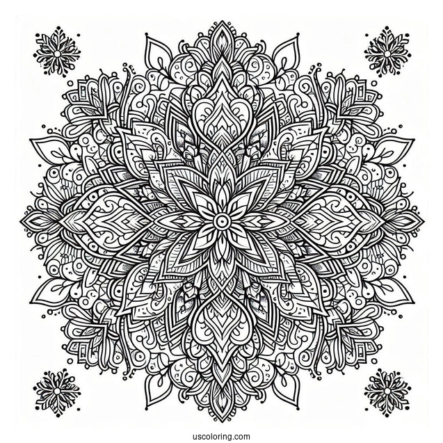 Intricate Snowflake Coloring Page Mandala