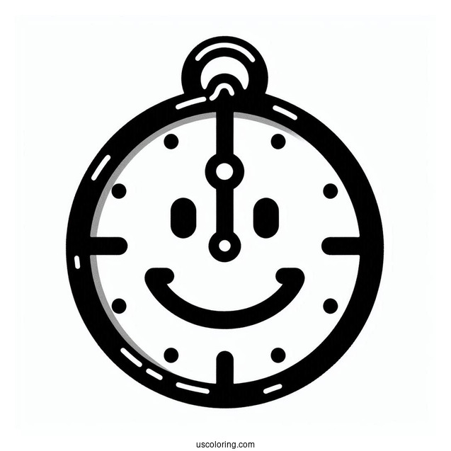 Smiley Face Clock Coloring Page