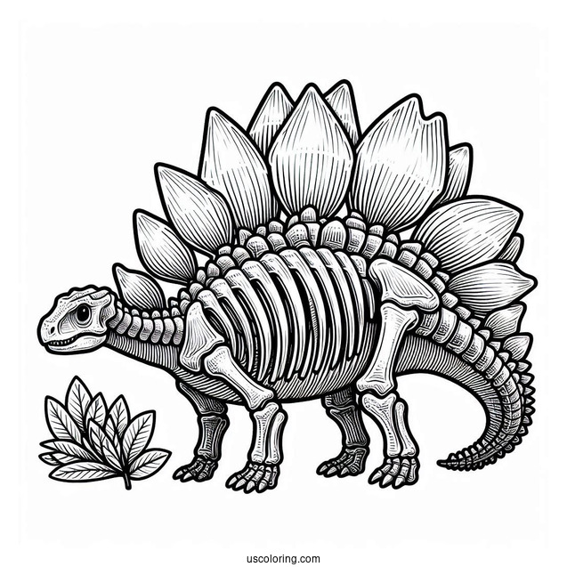 Detailed Stegosaurus Coloring Page Skeleton Side View