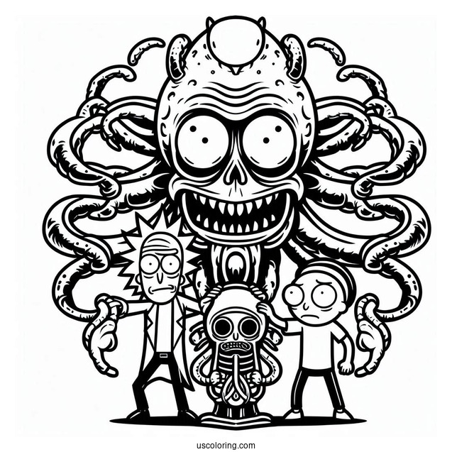 Rick and Morty Coloring Page Of Krombopulos Michael Alien Assassin