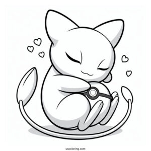 Mew Coloring Page And Pikachu Embracing Pokeball