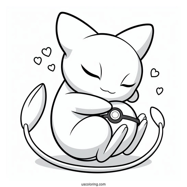 Mew Coloring Page And Pikachu Embracing Pokeball