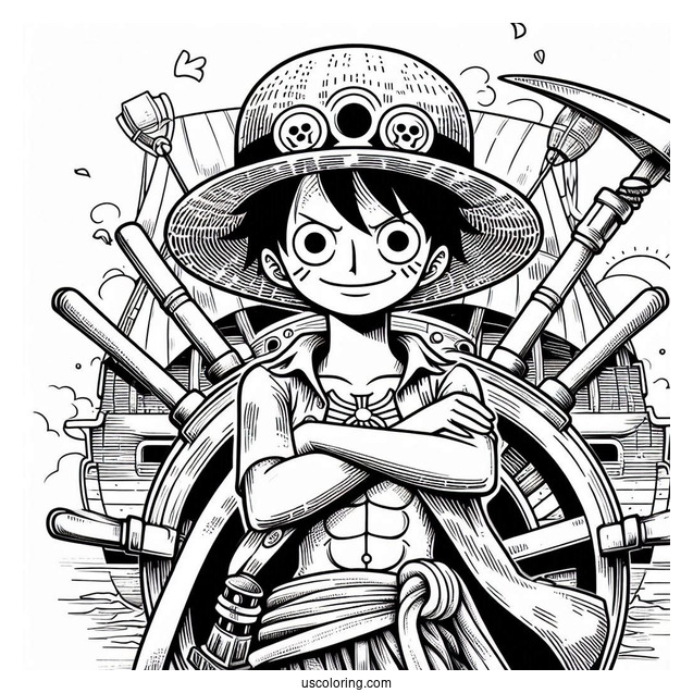 Detailed One Piece Coloring Page Of Straw Hat Crew