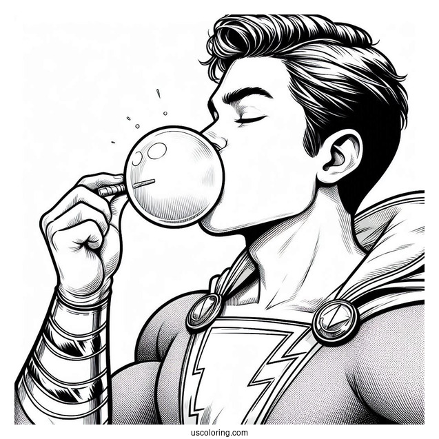 Shazam Blowing Bubblegum