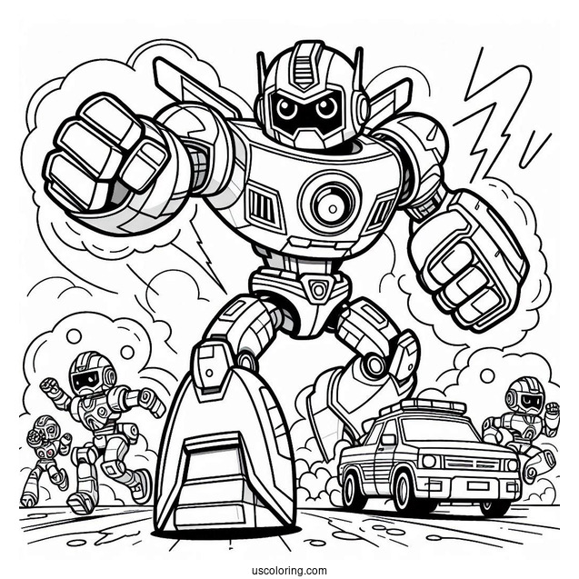 Rescue Bots Coloring Page Heatwave Punching The Air