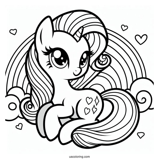 Coloring Page Of My Little Pony Rarity with Rainbow
