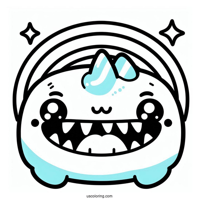 Cyan Smiling With Sharp Teeth Rainbow Friends Coloring Page For Kids