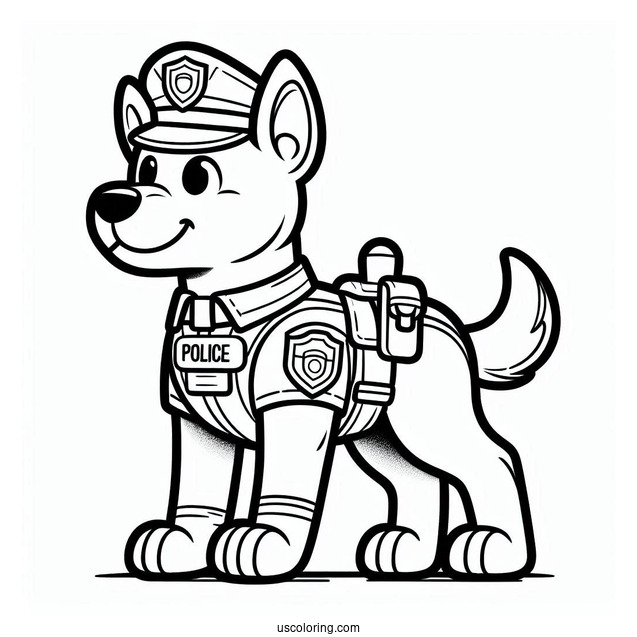 Police K-9 Dog Coloring Sheet For Kids
