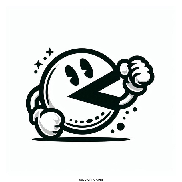 Pac-Man Coloring Page With Fist In The Air