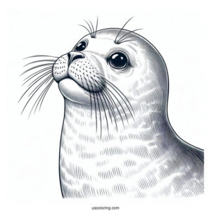 Realistic Seal Coloring Page Looking Up At The Sky