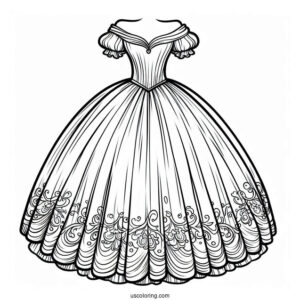 Dress Coloring Page Of Off Shoulder Princess Ball Gown