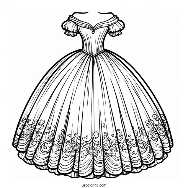 Dress Coloring Page Of Off Shoulder Princess Ball Gown