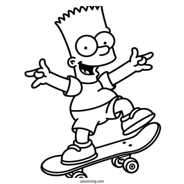 Bart Doing Skate Trick To Color